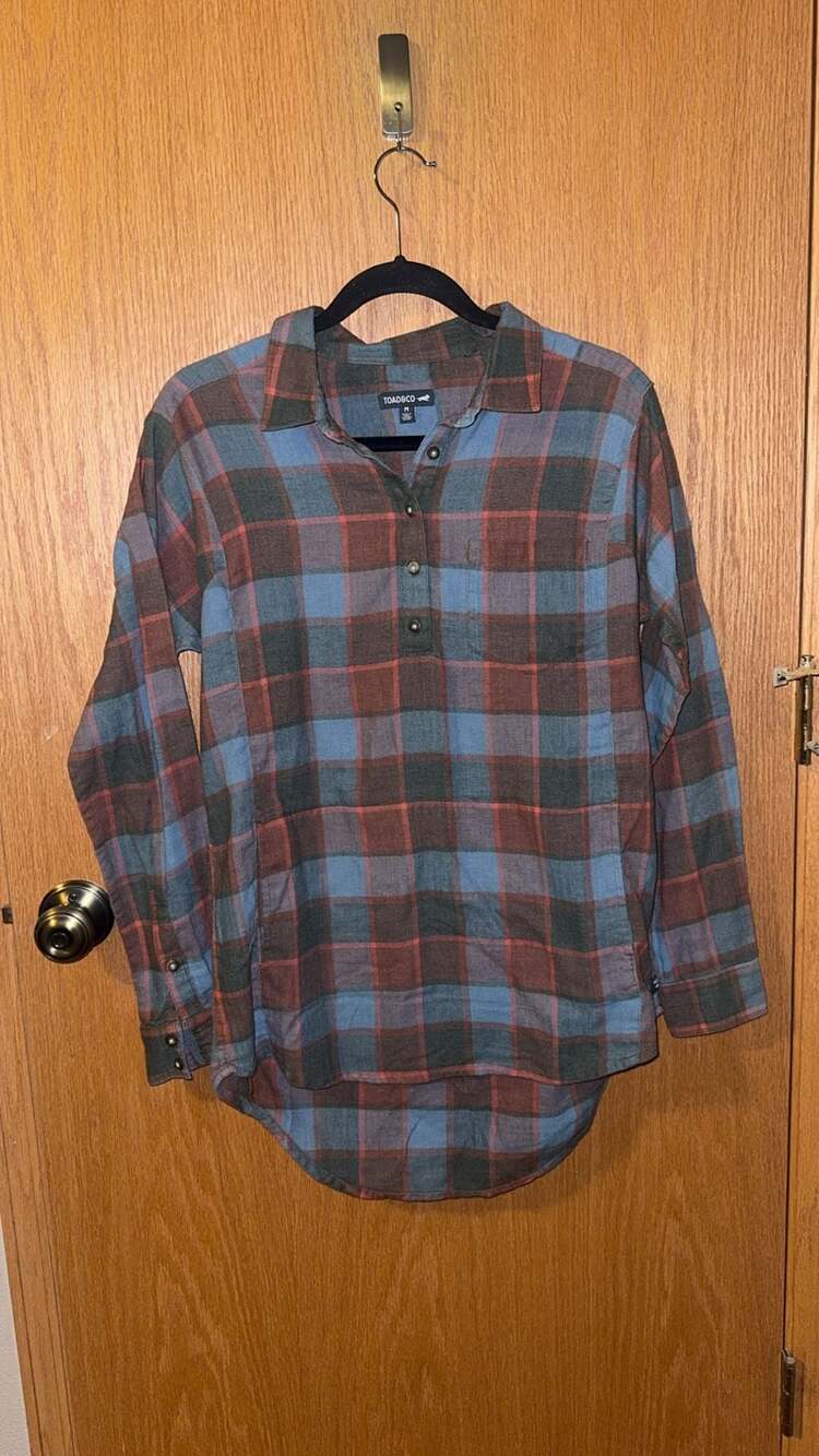 Toad&Co Women's Re-Form Flannel Plaid Henley Shirt Size M
